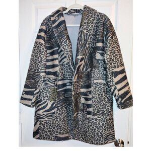 Women's Tempo Paris Mixed Animal Print Wool Blend Coat (Size Large)